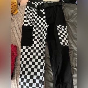 hot topic racer pants with clip belt (attached).